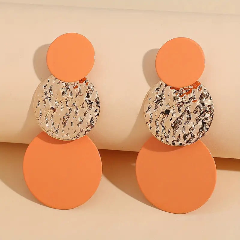 Textured Round Drop Earrings