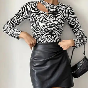 Animal Print turtle neck blouse