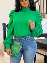 Load image into Gallery viewer, PUFF SLEEVE BOW BLOUSE